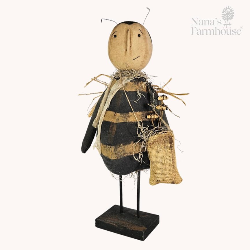 Momma Bee Doll with Gauze Scarf Bag Bee Sticks & Rafia Wings - 22"