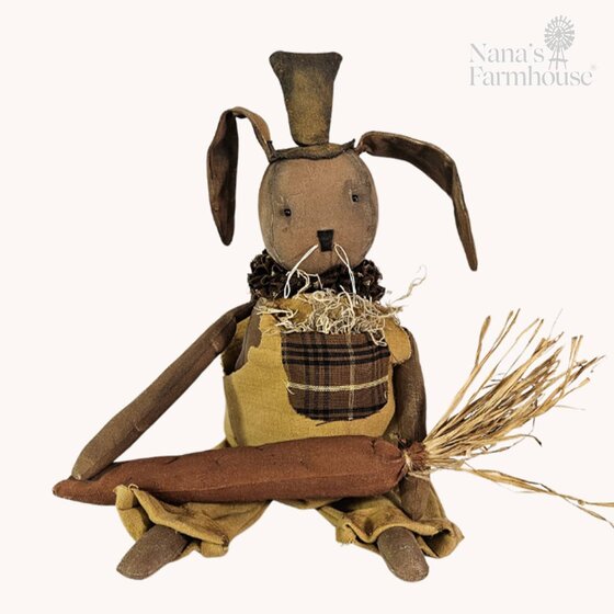 Walter Sitting Bunny Doll Holding Carrot On Lap - 12"