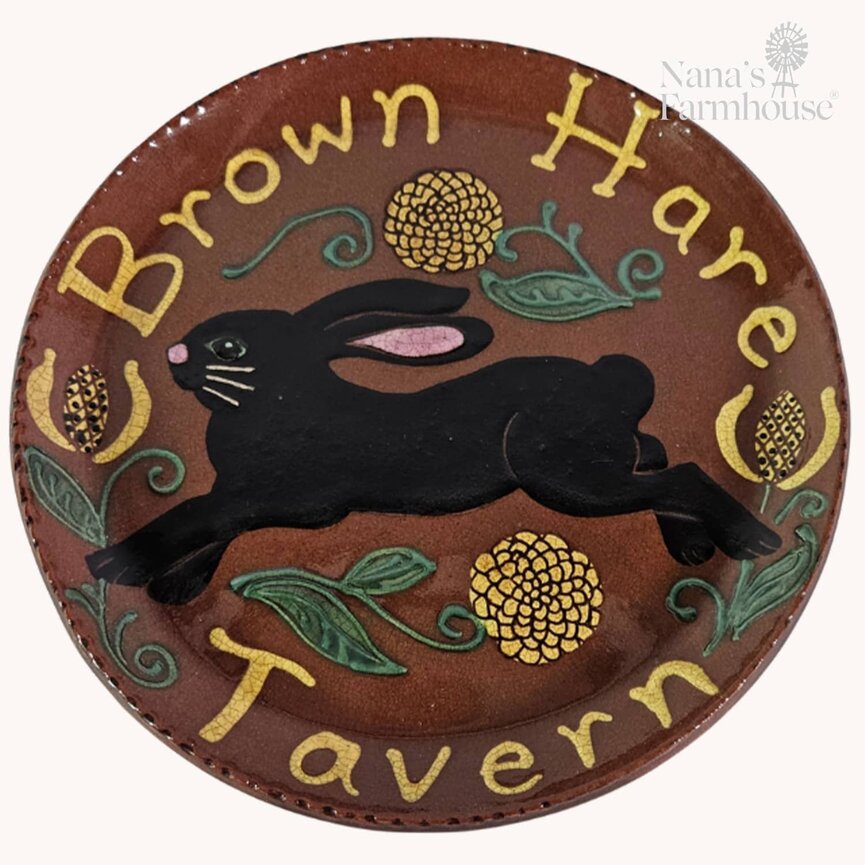Smith Redware - Brown Hare Tavern Plate 10.5 D