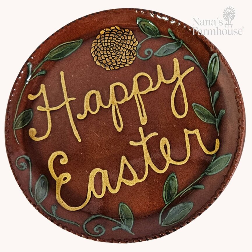 Smith Redware - Happy Easter Plate 10.5 Dia