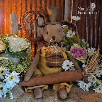 Walter Sitting Bunny Doll Holding Carrot On Lap - 12"