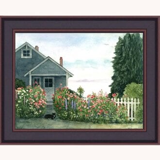 The Garden by Bonnie Fisher Textured Faux Finish 16' x 12"   - Black/Walnut Frame