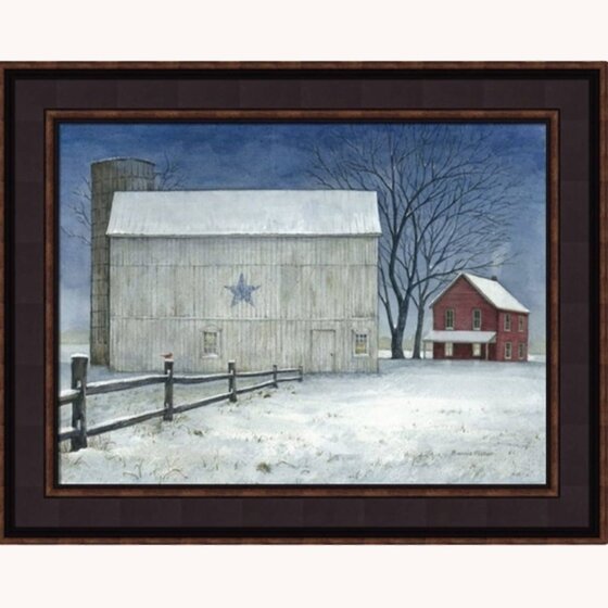 Winter Blue Star Barn by Bonnie Fisher