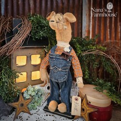 Huck Boy Mouse Wrangler Denim Overalls Orange Plaid Shirt - 16"