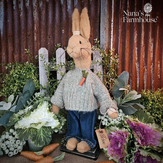 Peter Boy Rabbit Doll in Sweater - 19"