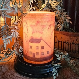 Primitive Saltbox House Candle Sleeve Brown Sugar