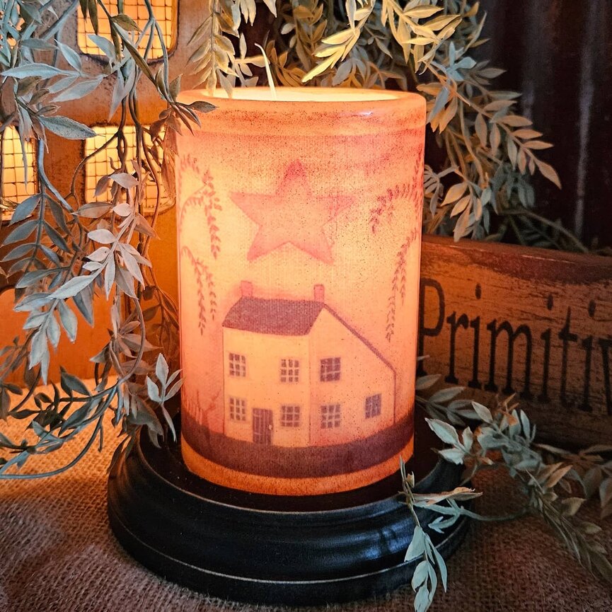 Primitive Saltbox House Candle Sleeve - Brown Sugar