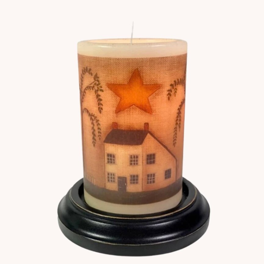 Primitive Saltbox House Candle Sleeve - Antique Vanilla