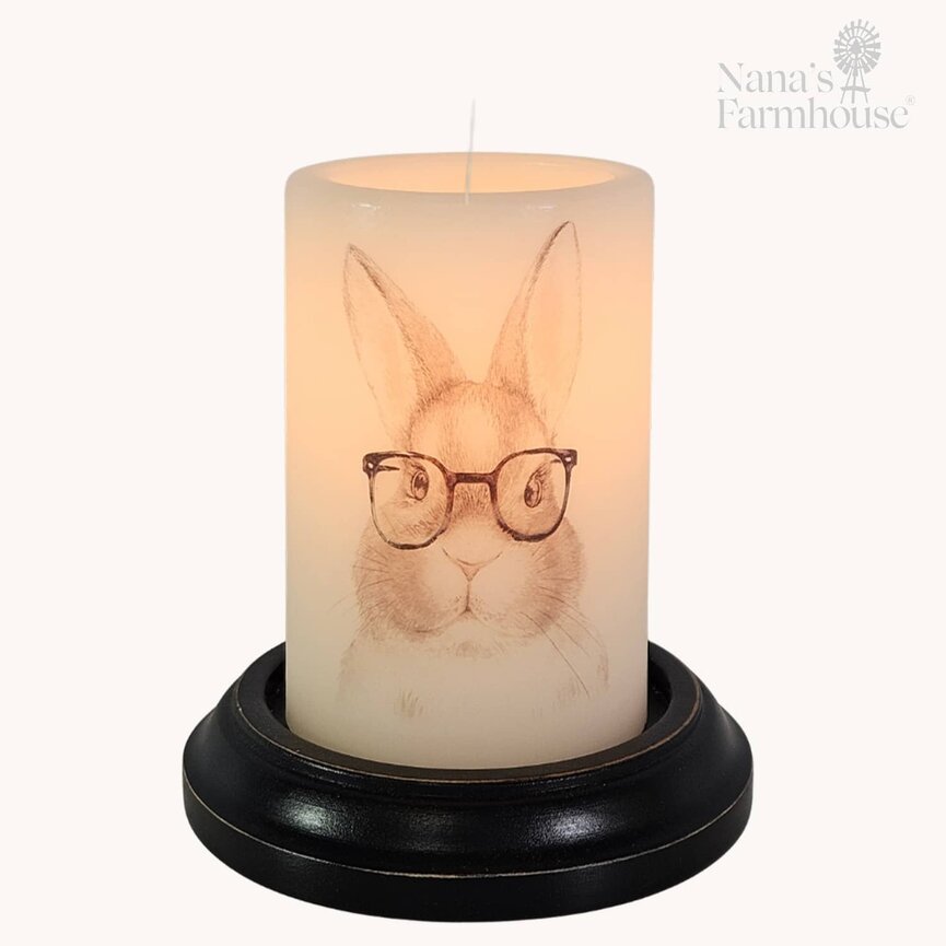 Gray Bunny Glasses Candle Sleeve - Vanilla