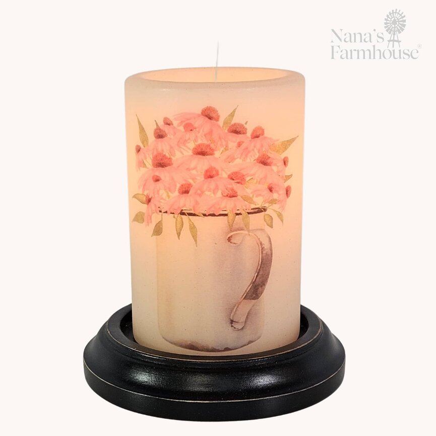 Rusty Cup Coneflowers Candle Sleeve - Antique Vanilla