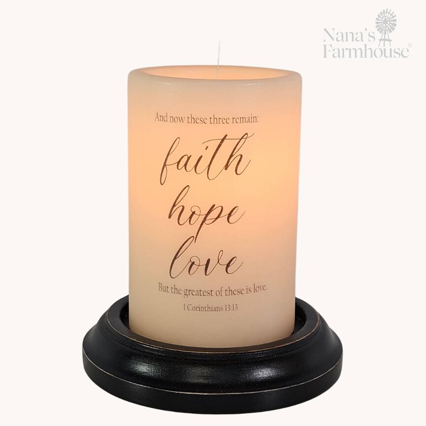 Faith, Hope, Love Candle Sleeve - Antique Vanilla