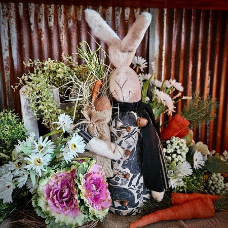 Folk Art Rabbit with Carrot & Egg - 24"