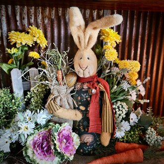 Folk Art Rabbit Tan Doll - 24"