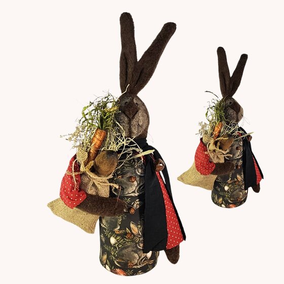 Folk Art Rabbit Brown Doll - 24"