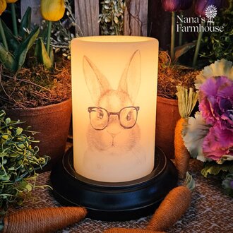 Gray Bunny Glasses Candle Sleeve - Vanilla