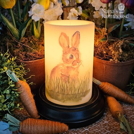 Tall Rabbit In Grass Candle Sleeve - Vanilla