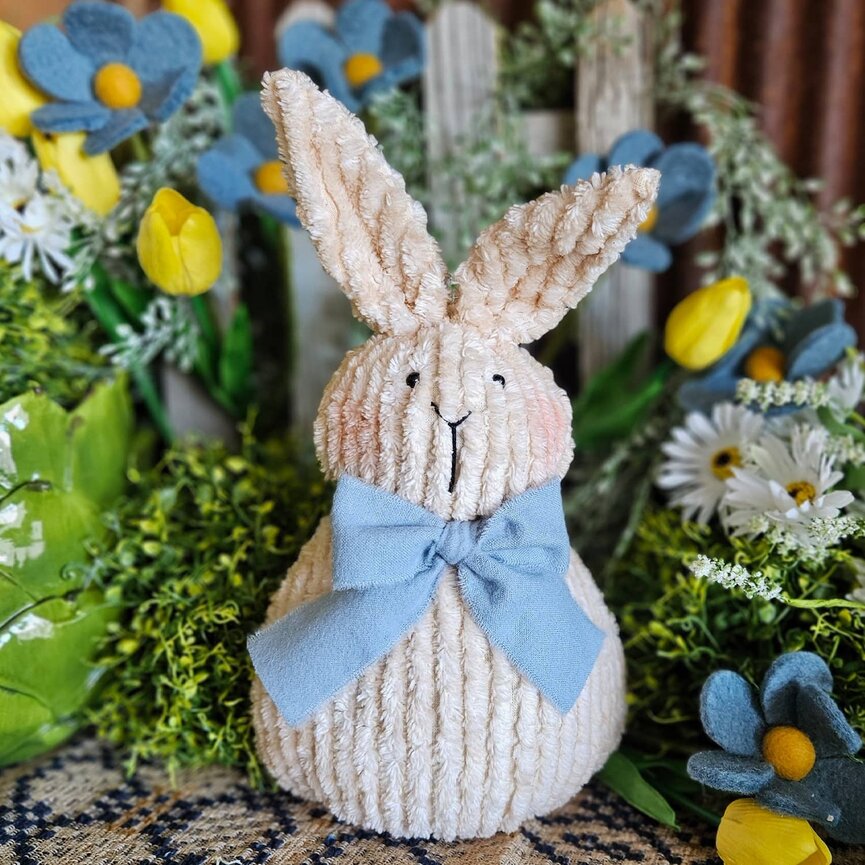 Chenille Basket Bunny Doll Small Blue Scarf - 12"