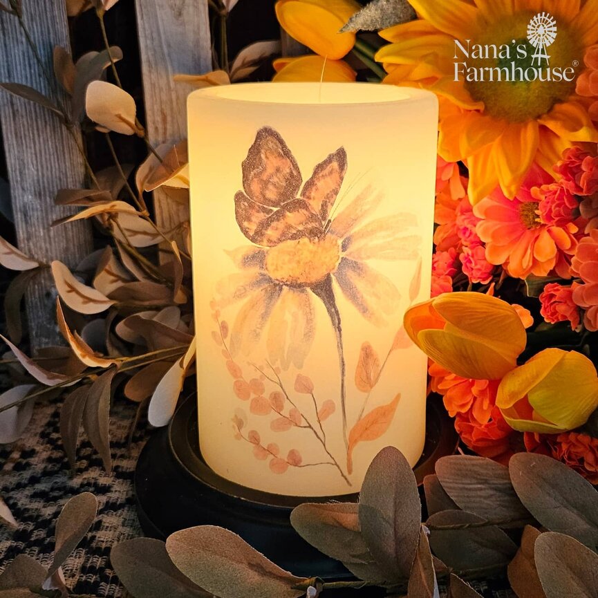 Cottage Butterfly Garden Candle Sleeve - Vanilla