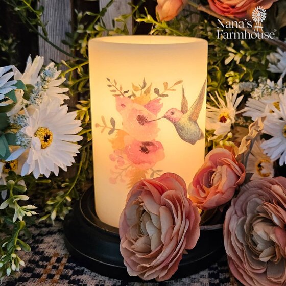 Hummingbird Purple Candle Sleeve