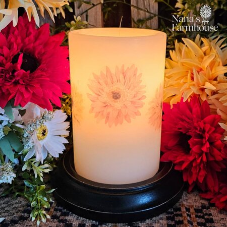 Simple Daisy Cluster Candle Sleeve - Vanilla