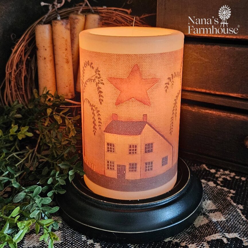 Primitive Saltbox House Candle Sleeve - Antique Vanilla