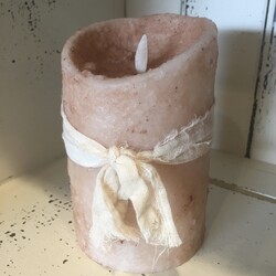 Hand Dipped Primitive Burnt Ivory Timer Pillar Candle 3.5" x 5"