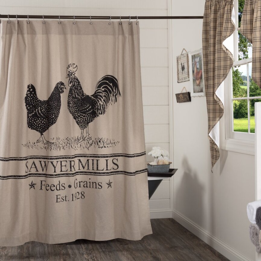 Sawyer Mill Charcoal Poultry Shower Curtain 72x72