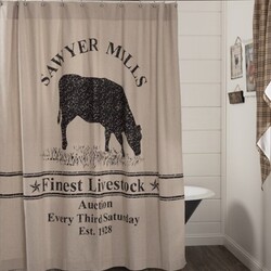 Sawyer Mill Charcoal Cow Shower Curtain 72x72
