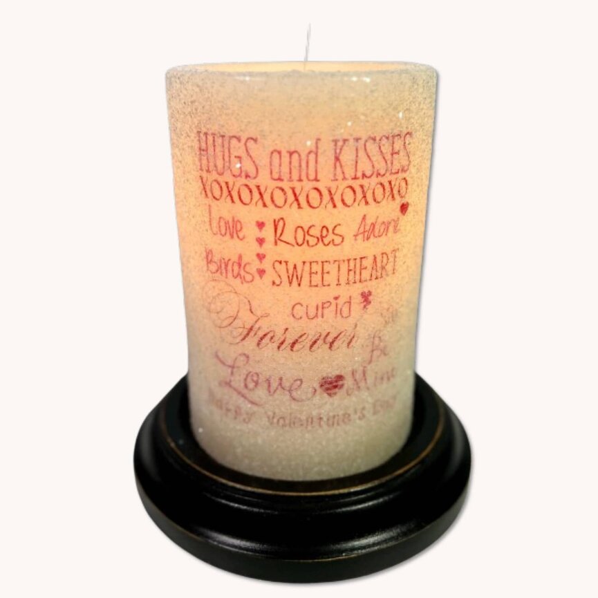 Valentine Print Multi Phrase Candle Sleeve Gum Drop