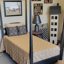 Pine Creek Gettysburg Bed Cover Mustard over Cream