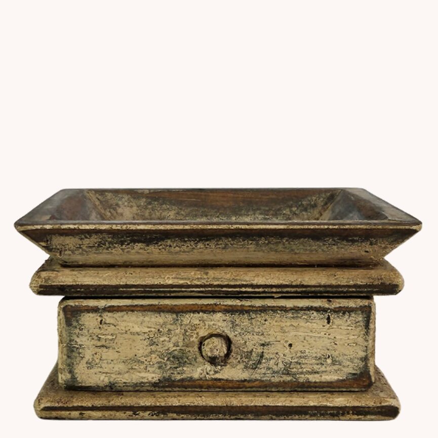 Square Wooden Distressed Candle Tray