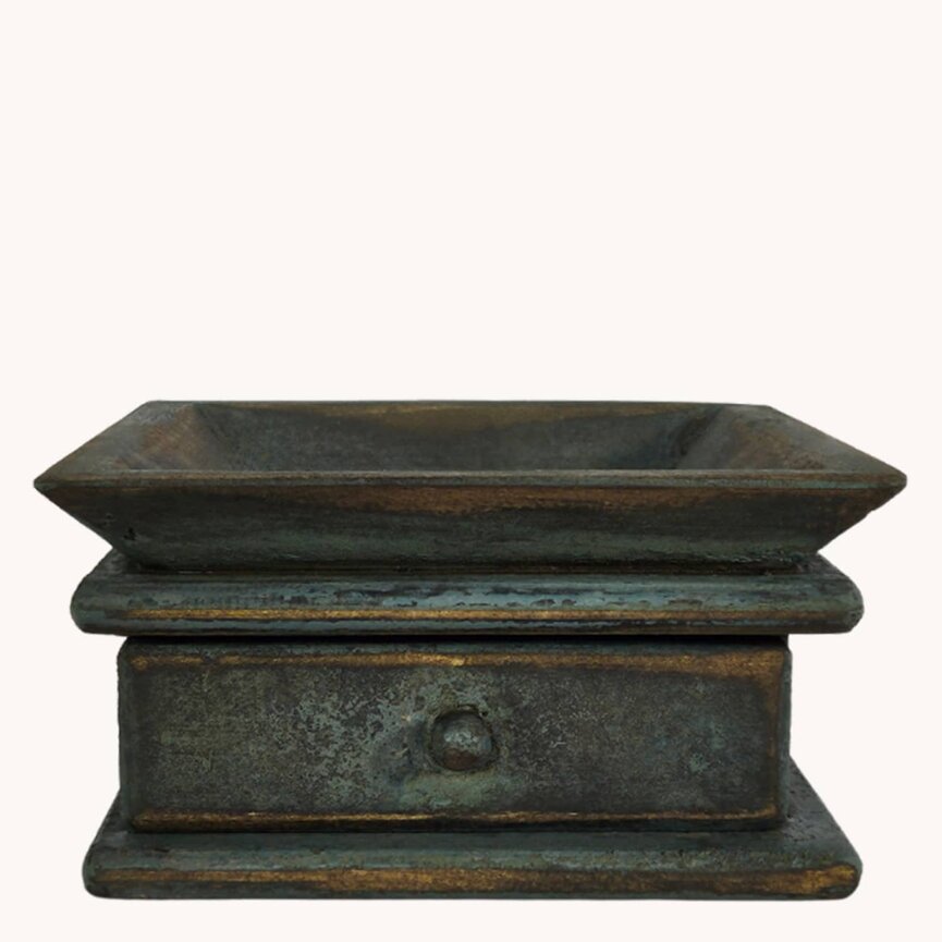 Square Wooden Distressed Candle Tray