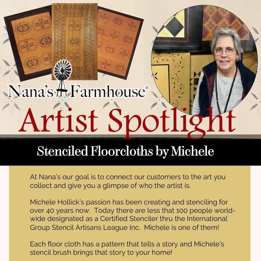 May House with Historic Mayhouse Border Floor Cloth - 32" x 52"