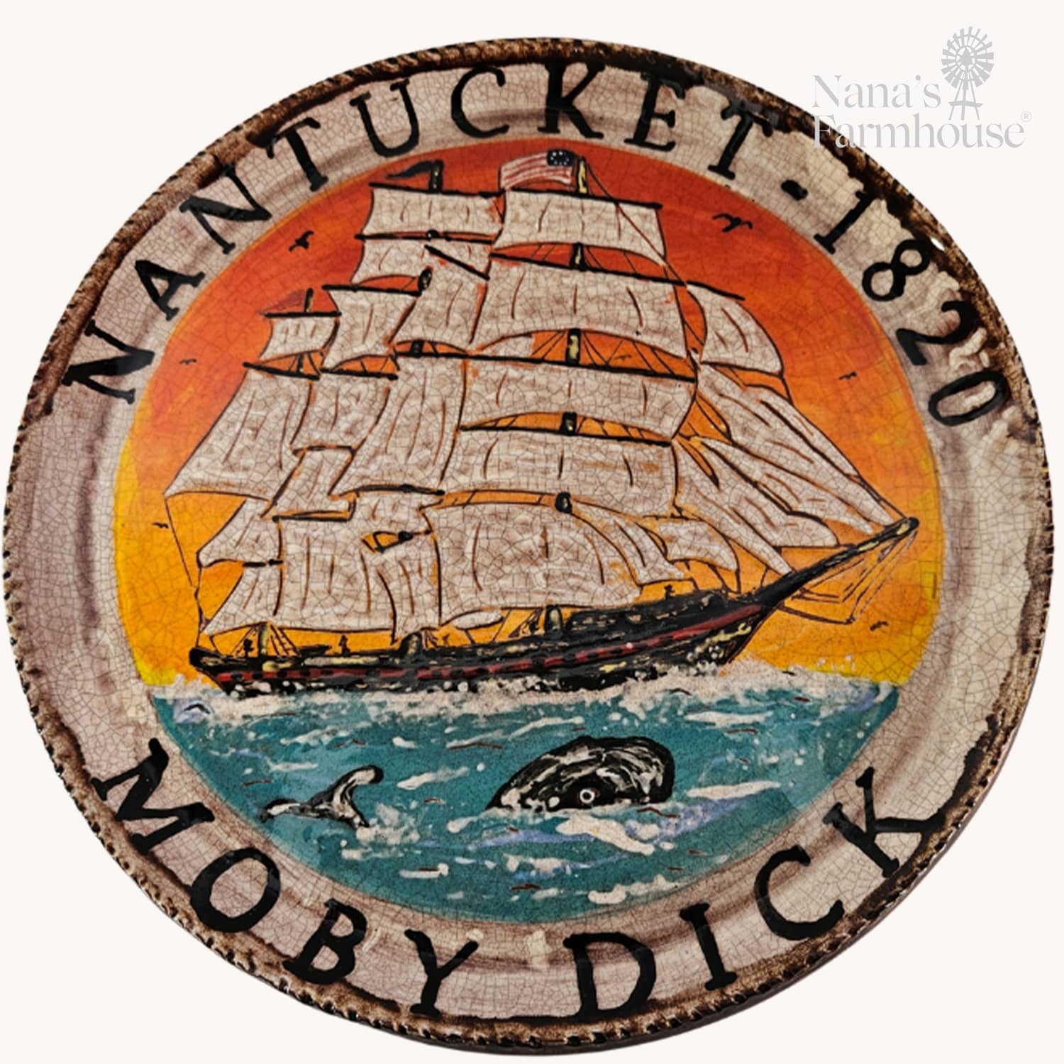 vintage 60s RIGHT ON 置物 ビンテージ ブラック 70s Nantucket 1820 Whaling Ship Moby Dick Redware | Nana's Farmhouse