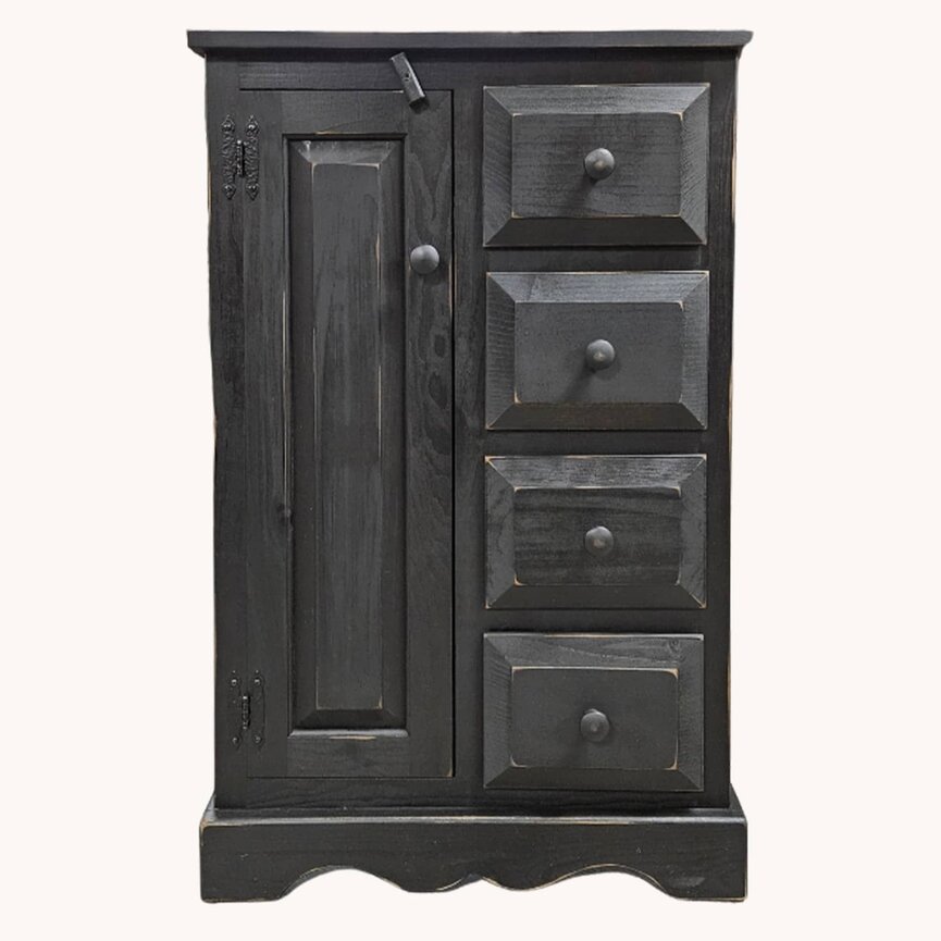 Four Drawer Cabinet with Door - 37" x 24" x 11"