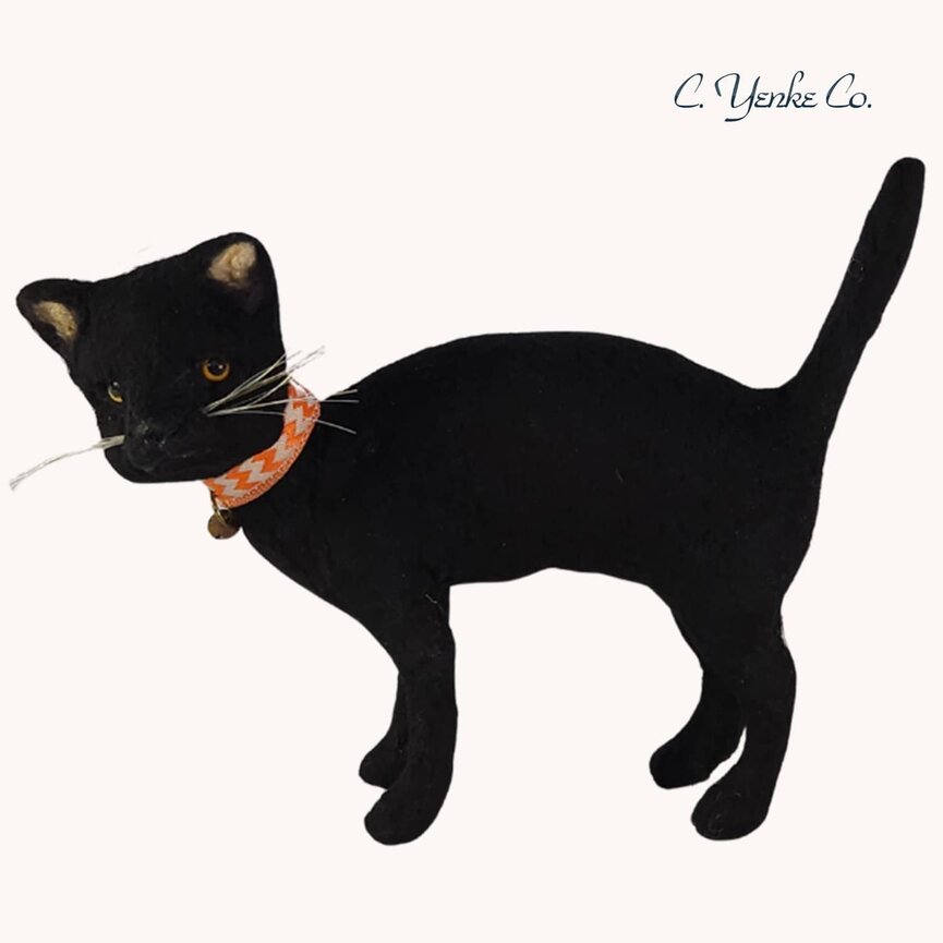 Black Cat with Arched Back Figurine - 5"