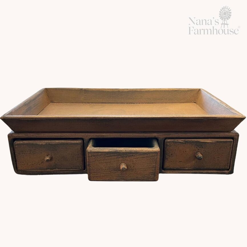 Three Drawer Distressed Pass Through Cabinet - 23" x 6.5" x 11.5"