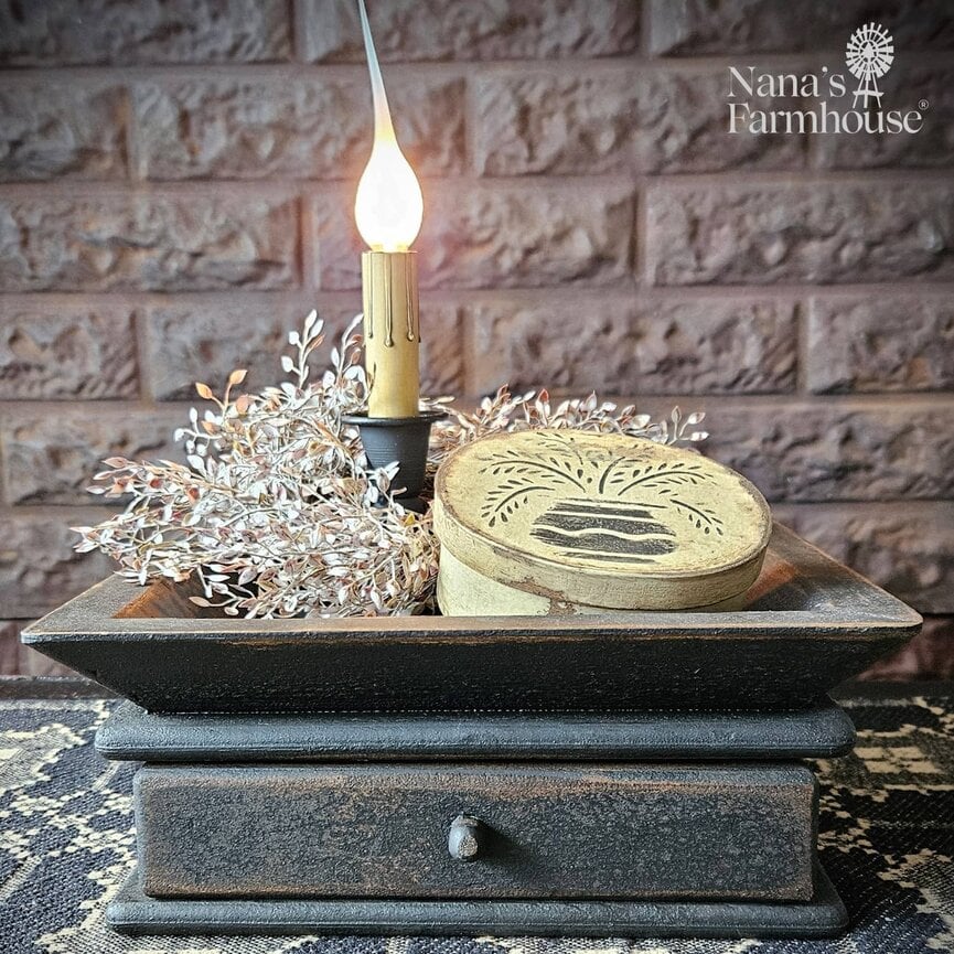 Square Wooden Candle Tray with Drawer