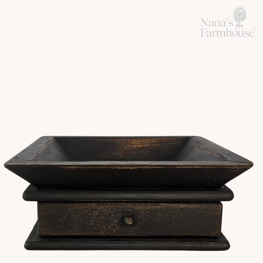 Square Wooden Candle Tray with Drawer