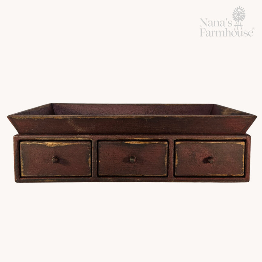 Three Drawer Distressed Pass Through Cabinet - 23" x 6.5" x 11.5"