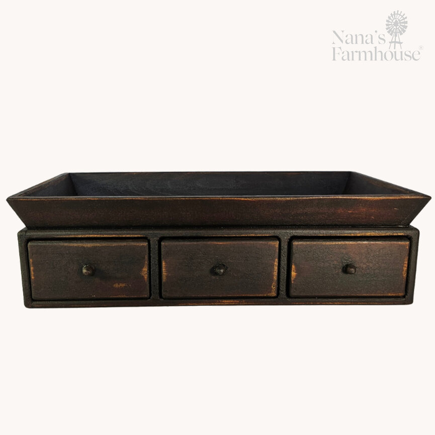 Three Drawer Distressed Pass Through Cabinet - 23" x 6.5" x 11.5"