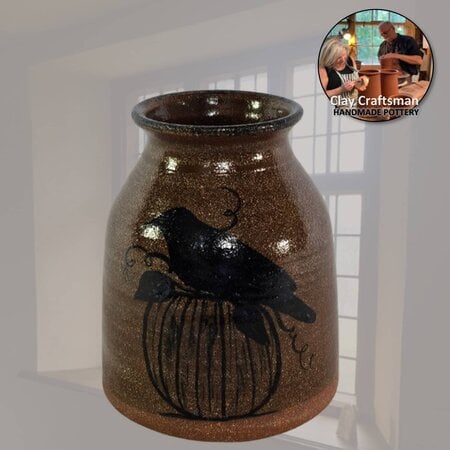 Pumpkin & Crow Brown Pottery Canning Crock - 5"