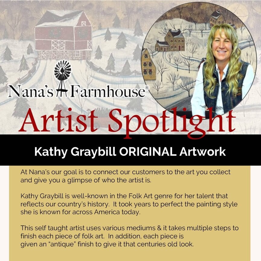 Kathy Graybill Snowman with Long Carrot Nose ORIGINAL Art Work Black Frame - 21" x 27"
