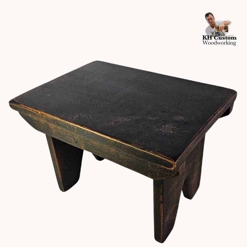 Small Stool Black Over Pumpkin - 14"