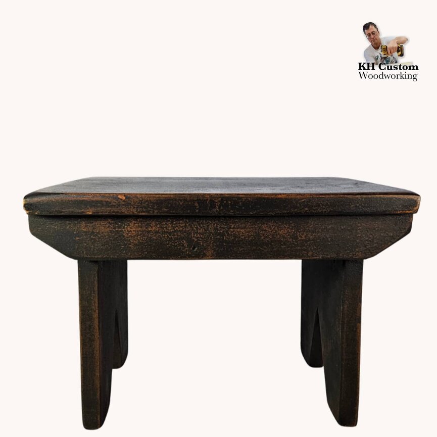 Small Stool Black Over Pumpkin - 14"