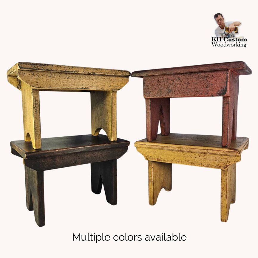 Small Stool Black Over Pumpkin - 14"