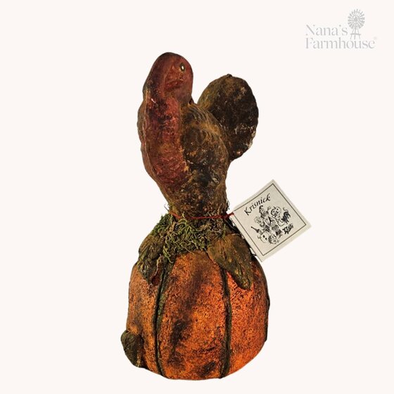 Krisnick Turkey On Pumpkin Figurine - 10.5"
