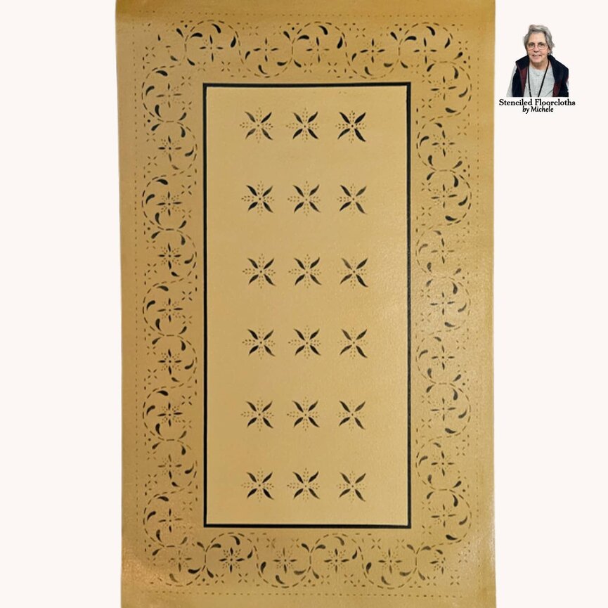 May House Fancy Border Black Stripe Floor Cloth - 2'8" x 4'4"