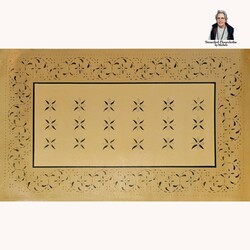 May House Fancy Border Black Stripe Floor Cloth - 2'8" x 4'4"