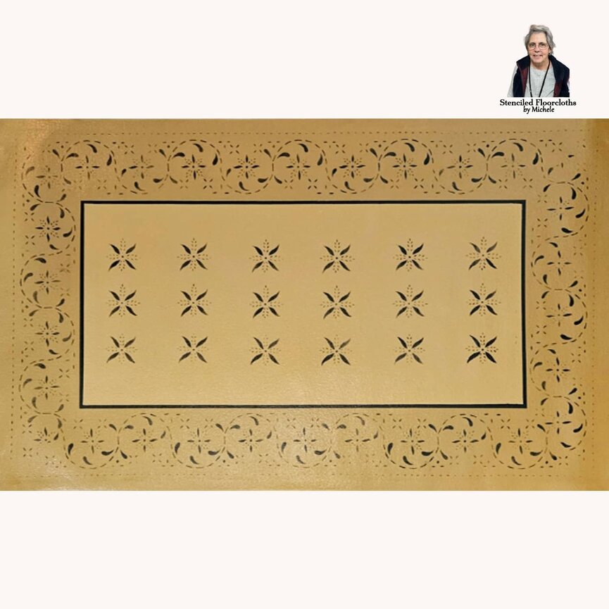 May House Fancy Border Black Stripe Floor Cloth - 2'8" x 4'4"